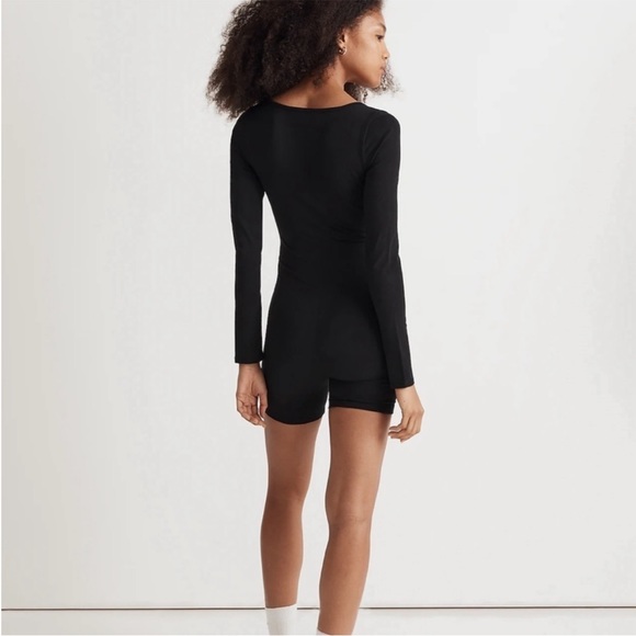 NEW WITH TAGS Madewell Black Stretch Knit Long Sleeve Biker Unitard Small - Picture 2 of 7
